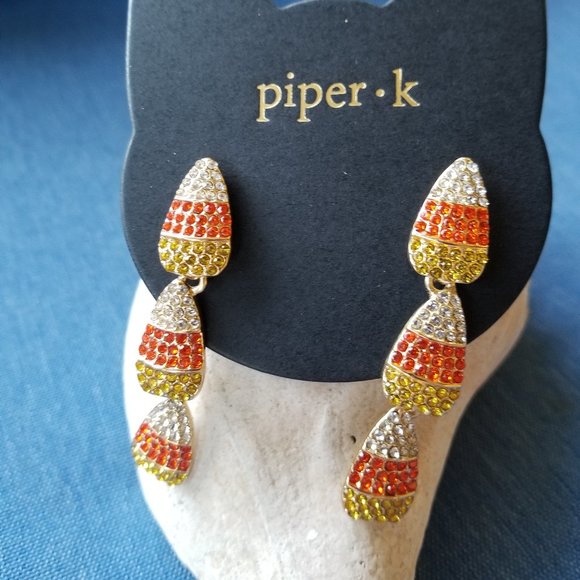 Super-Cute & Fun pair of Candy Corn Halloween Dangle Earrings by Piper • K - NWT - Picture 3 of 8